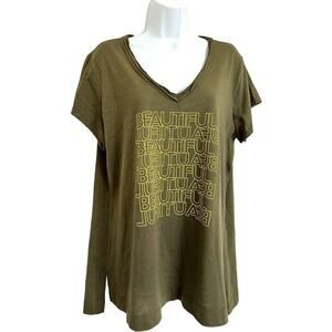 Dept 222‎ Top Women’s Size XL Top Tee V Neck Short Sleeves Side Slits